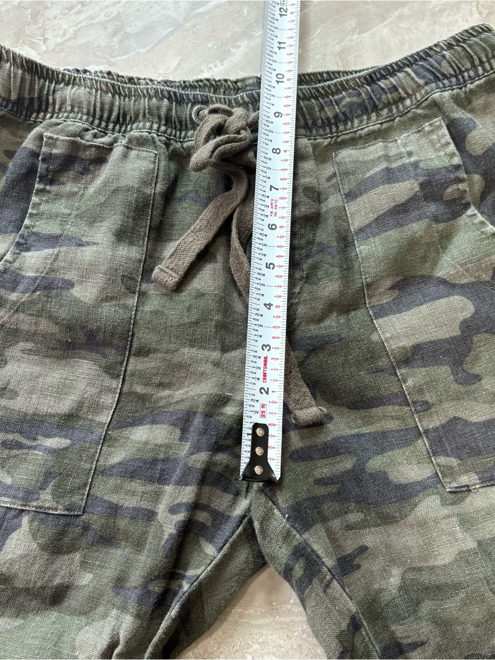 Sanctuary x Anthropologie Cropped Green Camo Linen Cargo Pants Women’s XS - Picture 7 of 8
